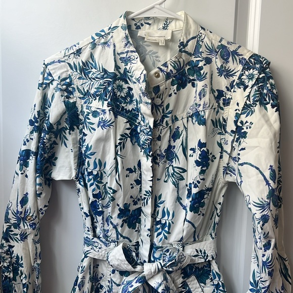 Anthropologie flowered cream/blue jumpsuit, size 0 - Picture 2 of 6